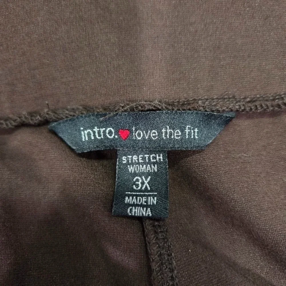 Intro Love The Fit Ponte‎ Pants Women's 3X Chocolate Brown Stretch Front Seam